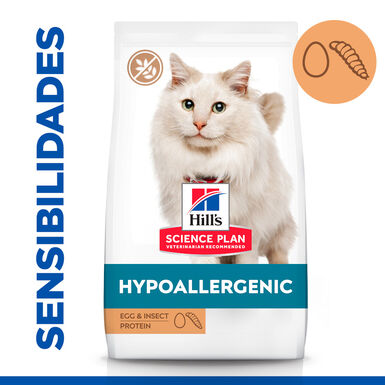 Hill's Science Plan Adult Hypoallergenic Ovo e Insetos ração para gatos 